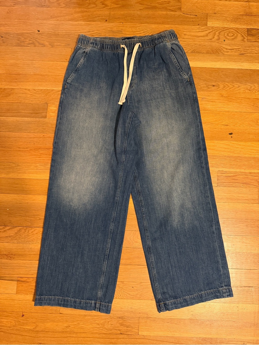 Gap Women’s Blue Denim Wide Leg Drawstring Jeans